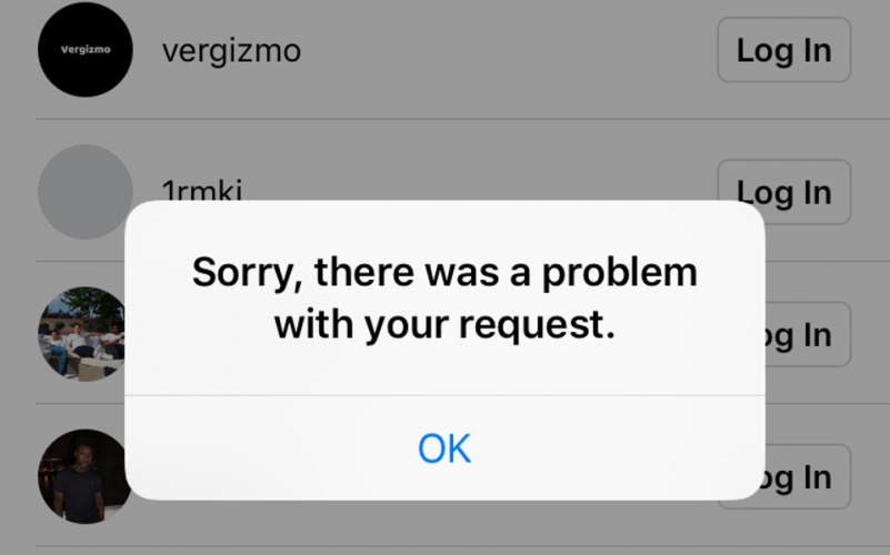 réparer Instagram "Désolé, il y a eu un problème avec votre demande"